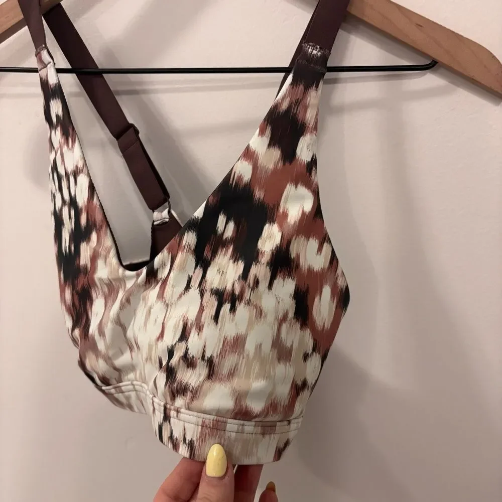 Aerie OFFLINE Shine Strappy Back Sports Bra NEW with tags Size Small Cocoa Cream